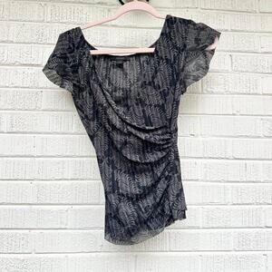 Express Vintage Y2K Metallic Sheer Blouse